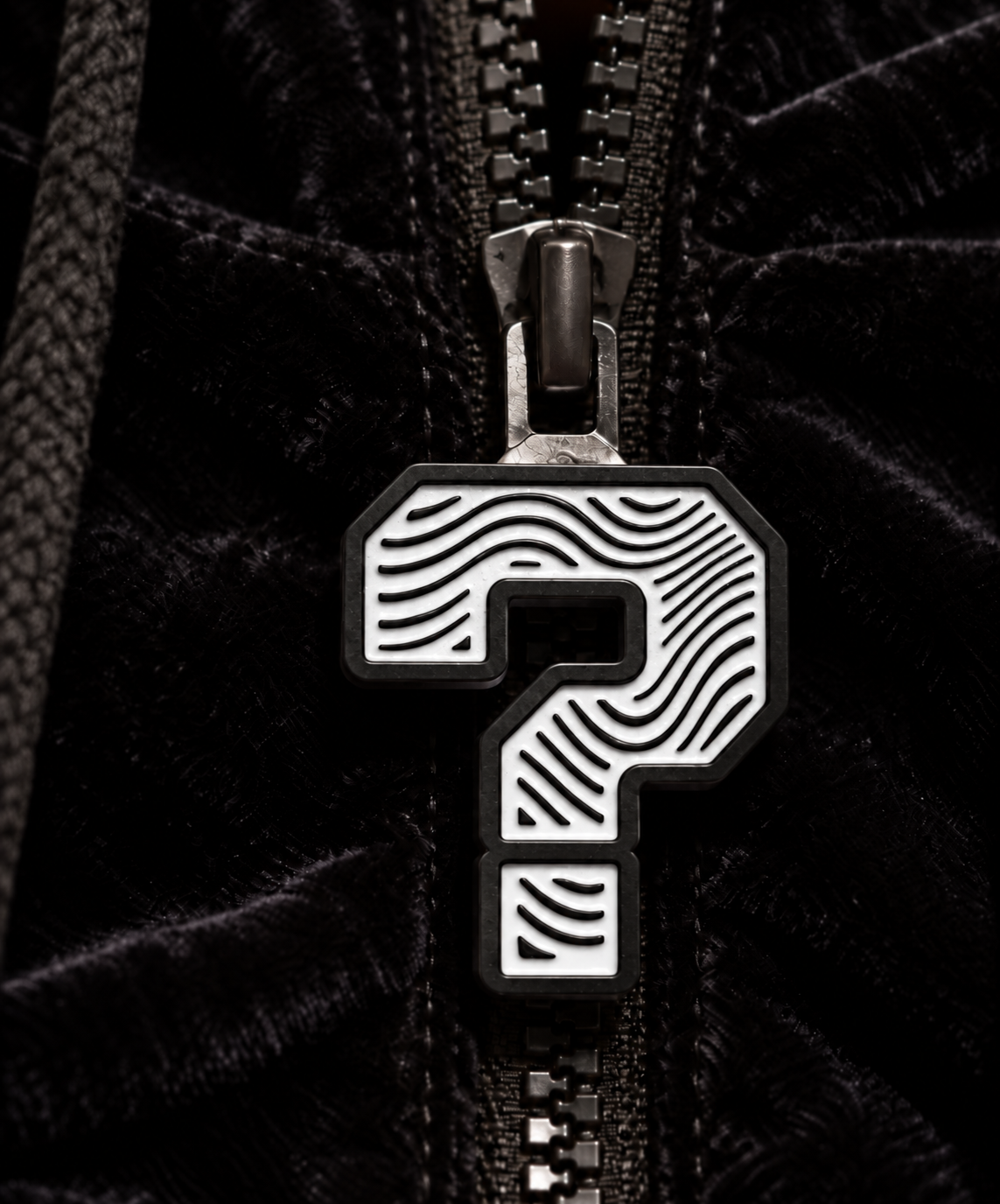 Mini TipZips — white pull on black velvet