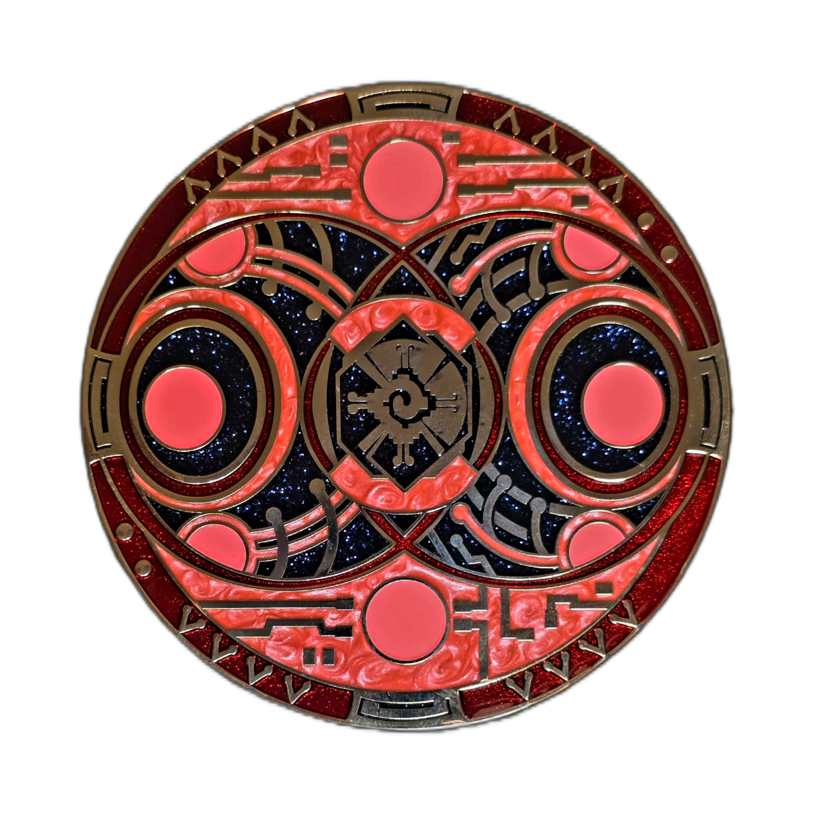 The Great Cycle Hunab Ku enamel zipper pull, colorway 1