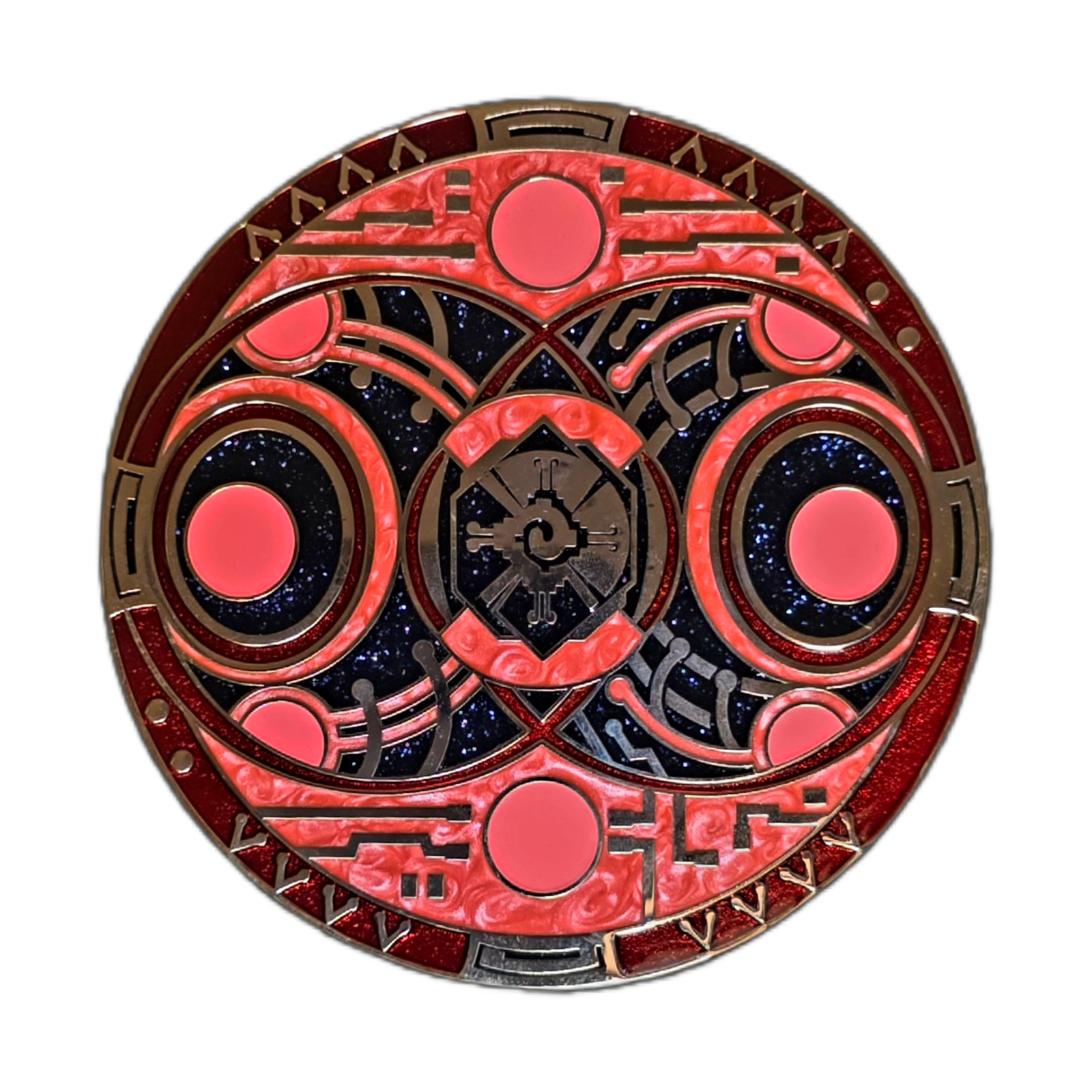 The Great Cycle Hunab Ku enamel zipper pull, colorway 3