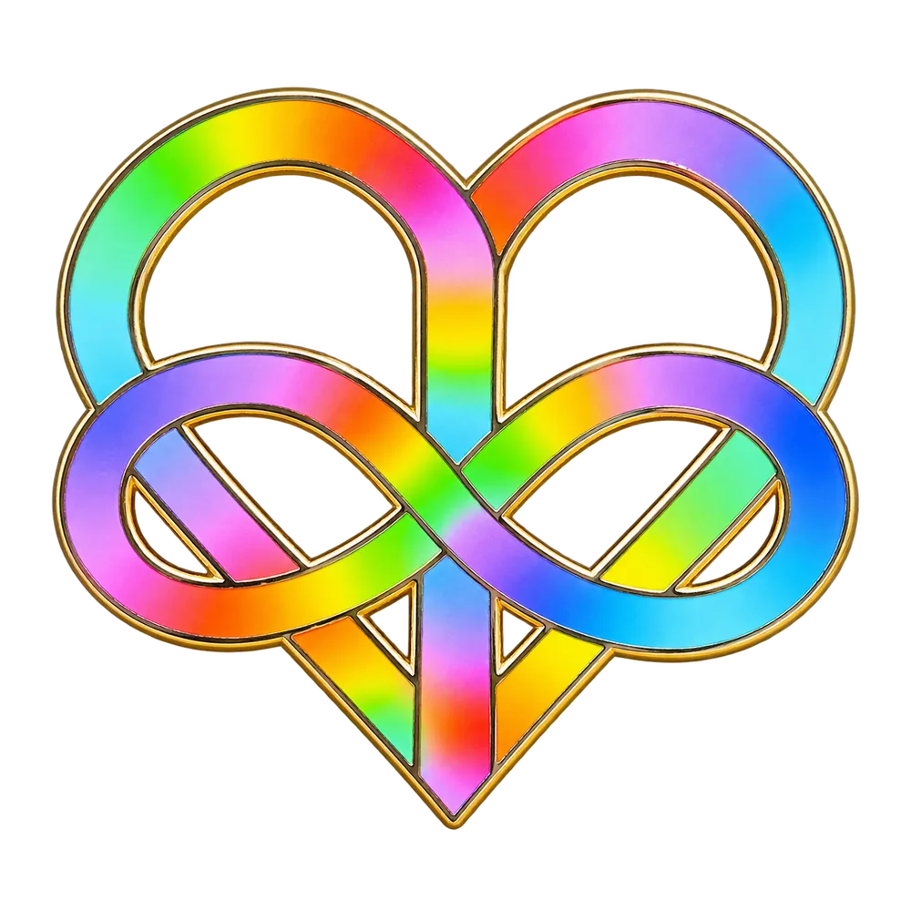 Infinite Love rainbow heart enamel zipper pull